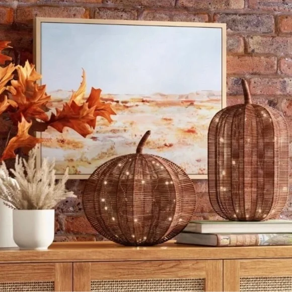 Threshold Brown Wicker pre lit Pumpkin Decor - Picture 4 of 4